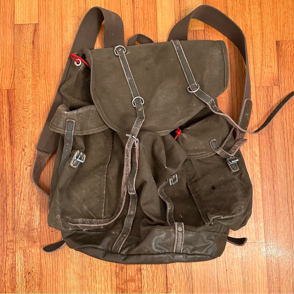 Deuter Augsburg Military Backpack, Leather + Canvas Vintage